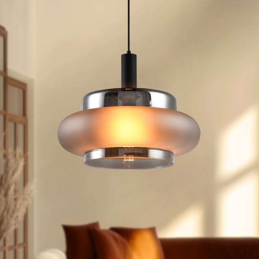 Suspension sur câble BRIZI 1xE27/40W/230V gris/fumé