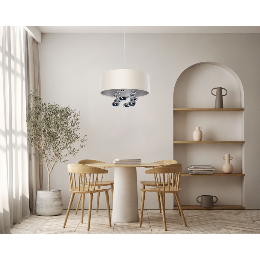 Suspension sur câble BUBBLE 1xE27/60W/230V Ø 40 cm beige