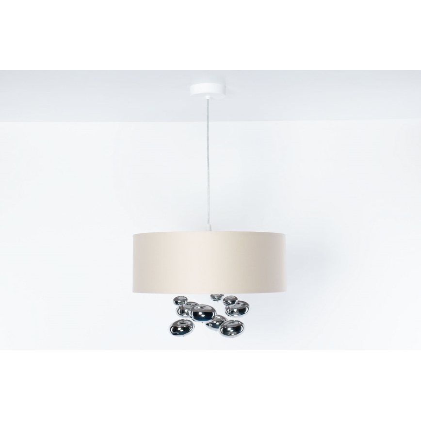 Suspension sur câble BUBBLE 1xE27/60W/230V Ø 40 cm beige
