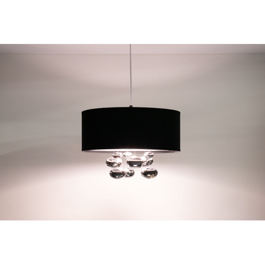 Suspension sur câble BUBBLE 1xE27/60W/230V Ø 40 cm noire