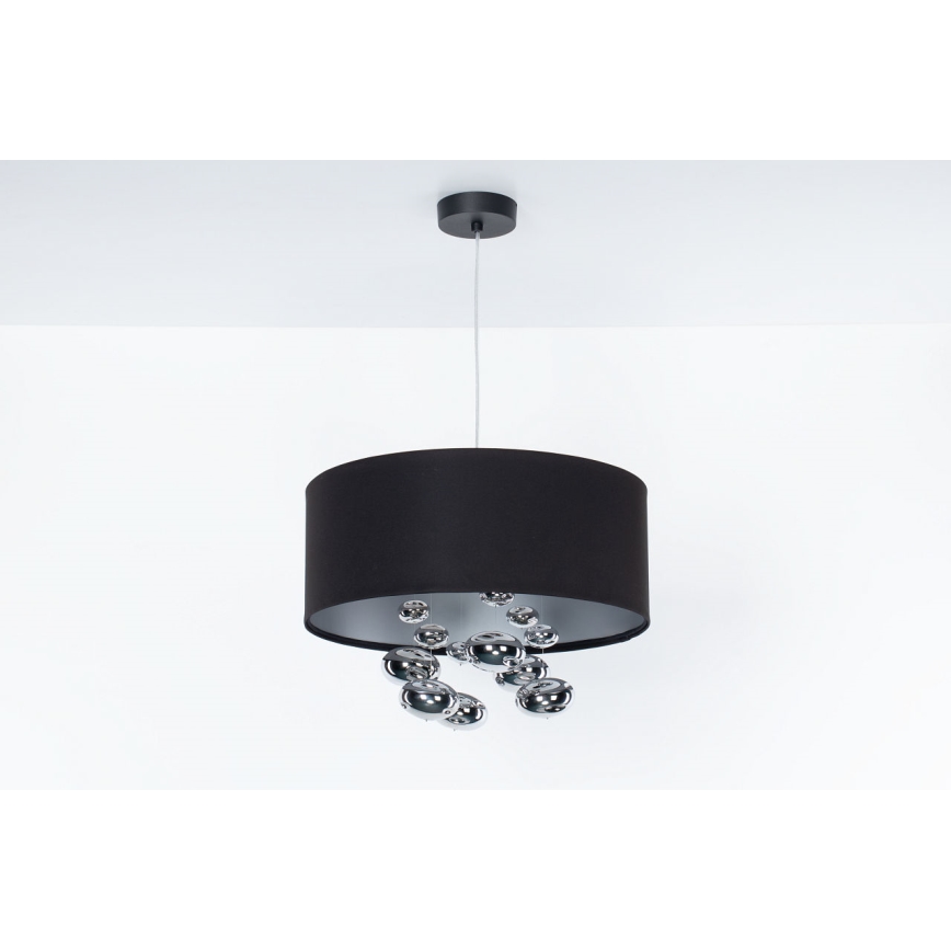 Suspension sur câble BUBBLE 1xE27/60W/230V Ø 40 cm noire