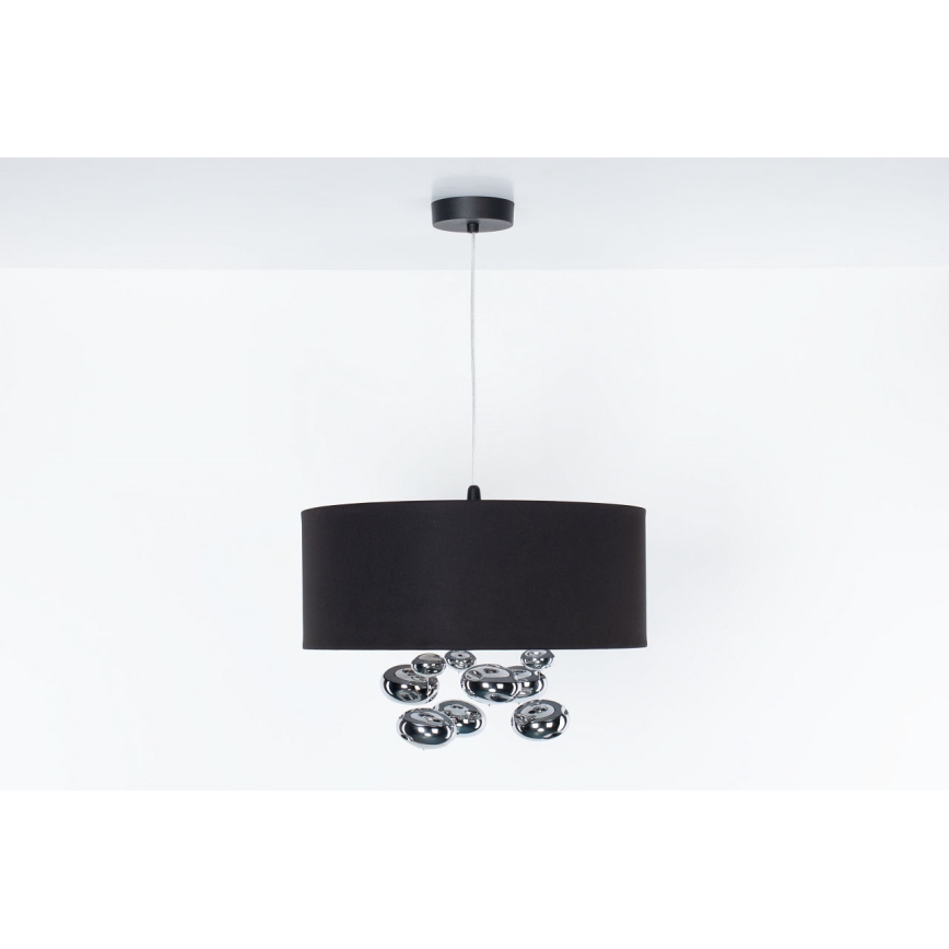Suspension sur câble BUBBLE 1xE27/60W/230V Ø 40 cm noire