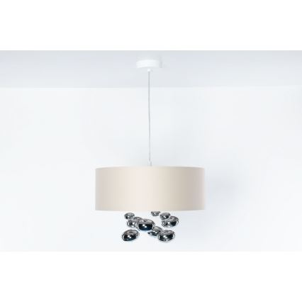 Suspension sur câble BUBBLE 1xE27/60W/230V Ø 50 cm beige