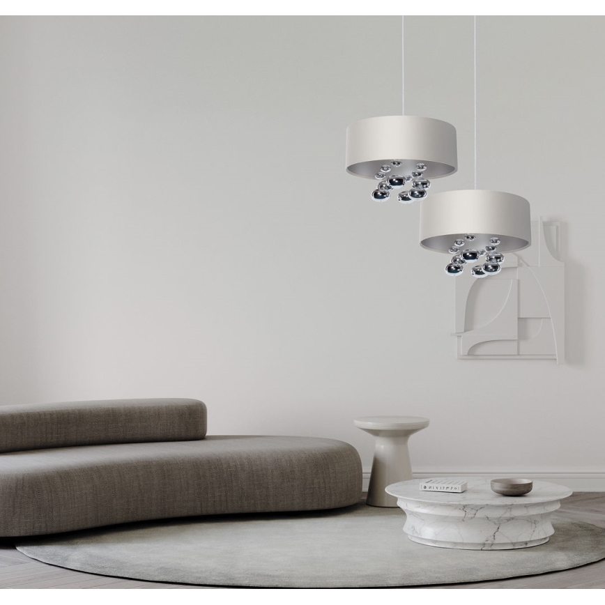 Suspension sur câble BUBBLE 1xE27/60W/230V Ø 50 cm blanche