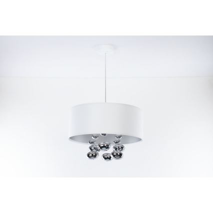 Suspension sur câble BUBBLE 1xE27/60W/230V Ø 50 cm blanche