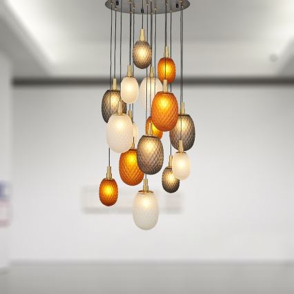 Suspension sur câble CACTUS 16xG9/5W/230V cuivré/gris/blanc