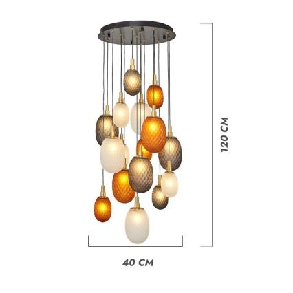 Suspension sur câble CACTUS 16xG9/5W/230V cuivré/gris/blanc