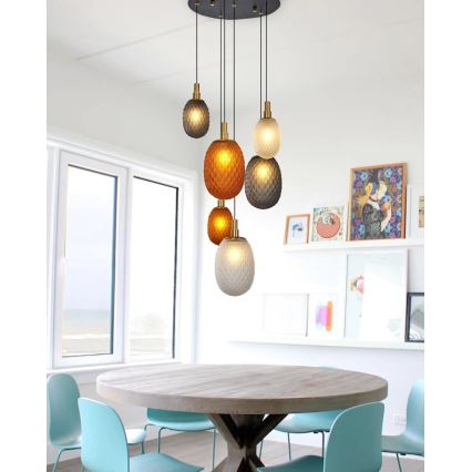 Suspension sur câble CACTUS 6xG9/5W/230V cuivré/gris/blanc