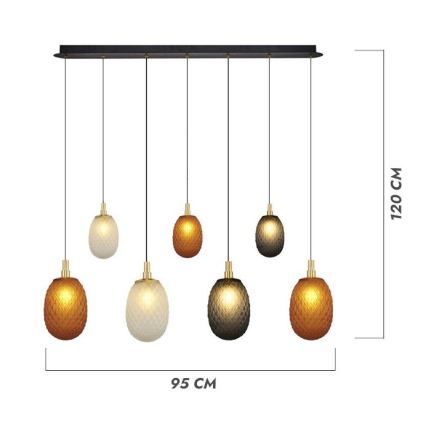 Suspension sur câble CACTUS 7xG9/5W/230V cuivrée/grise/blanche