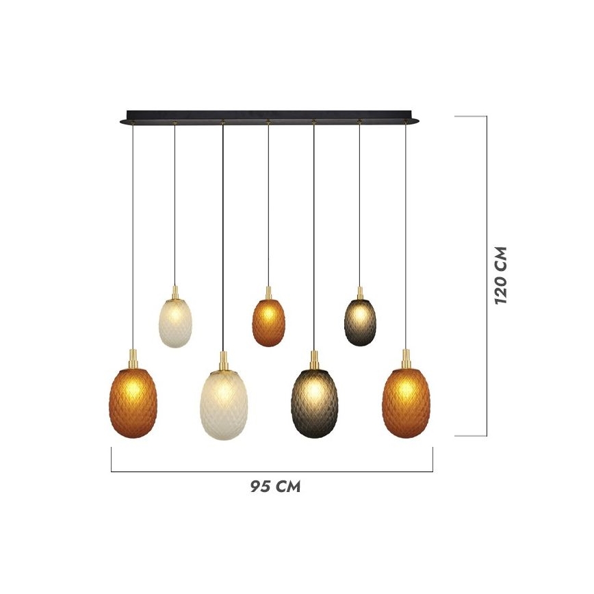 Suspension sur câble CACTUS 7xG9/5W/230V cuivrée/grise/blanche
