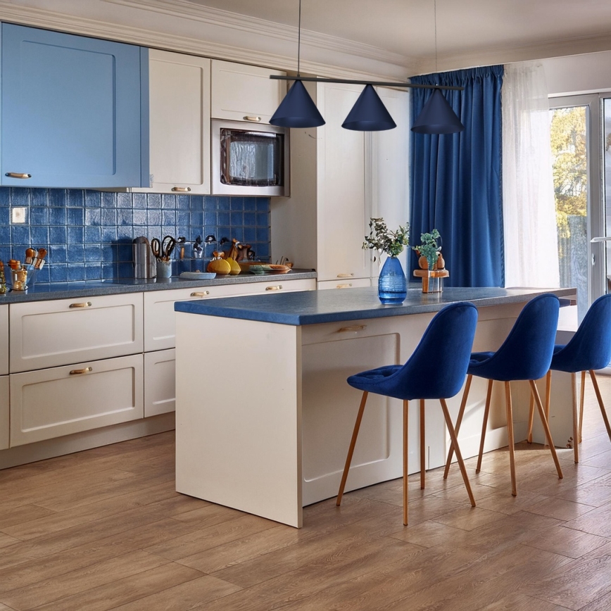 Suspension sur câble CAPITAL 3xGX53/15W/230V bleue