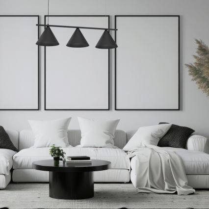 Suspension sur câble CAPITAL 3xGX53/15W/230V noire