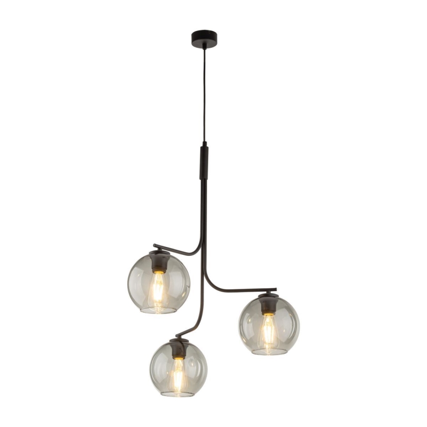 Suspension sur câble CESAR 3xE27/15W/230V noir/gris fumé