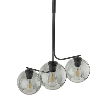 Suspension sur câble CESAR 3xE27/15W/230V noir/gris fumé