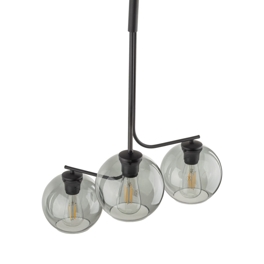 Suspension sur câble CESAR 3xE27/15W/230V noir/gris fumé