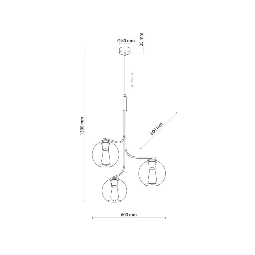 Suspension sur câble CESAR 3xE27/15W/230V noir/gris fumé