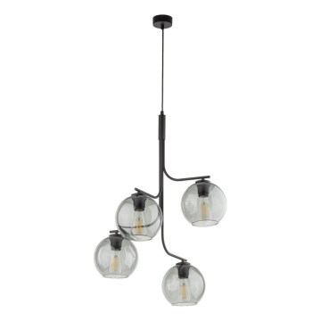 Suspension sur câble CESAR 4xE27/15W/230V noir/gris fumé