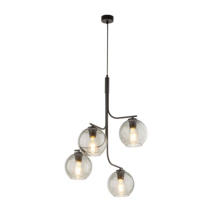 Suspension sur câble CESAR 4xE27/15W/230V noir/gris fumé