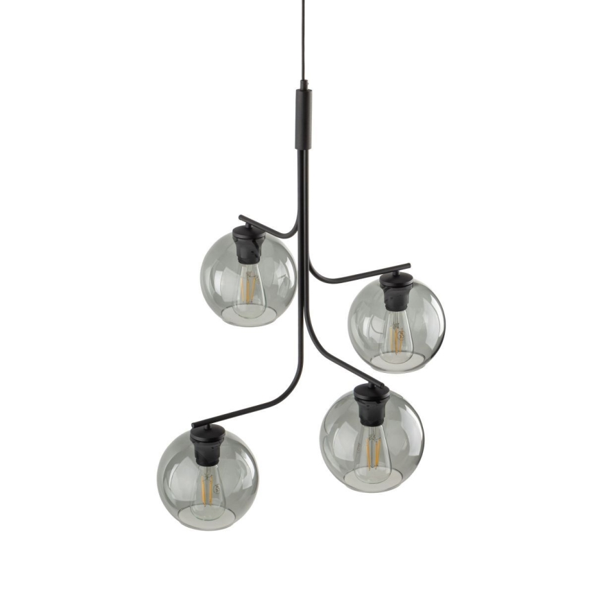 Suspension sur câble CESAR 4xE27/15W/230V noir/gris fumé