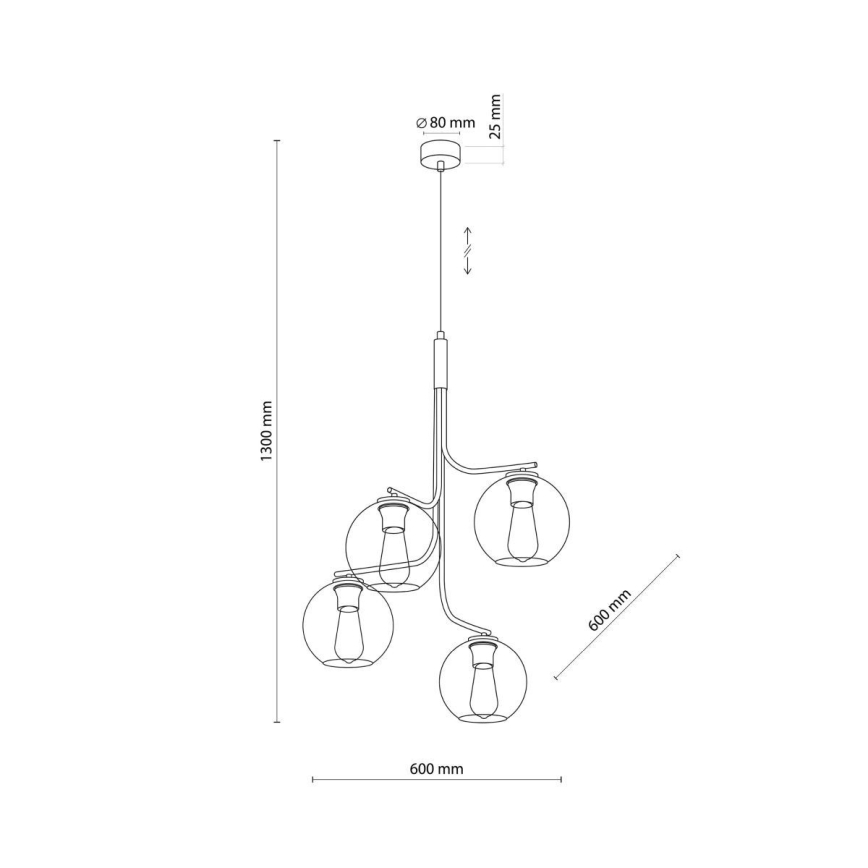 Suspension sur câble CESAR 4xE27/15W/230V noir/gris fumé
