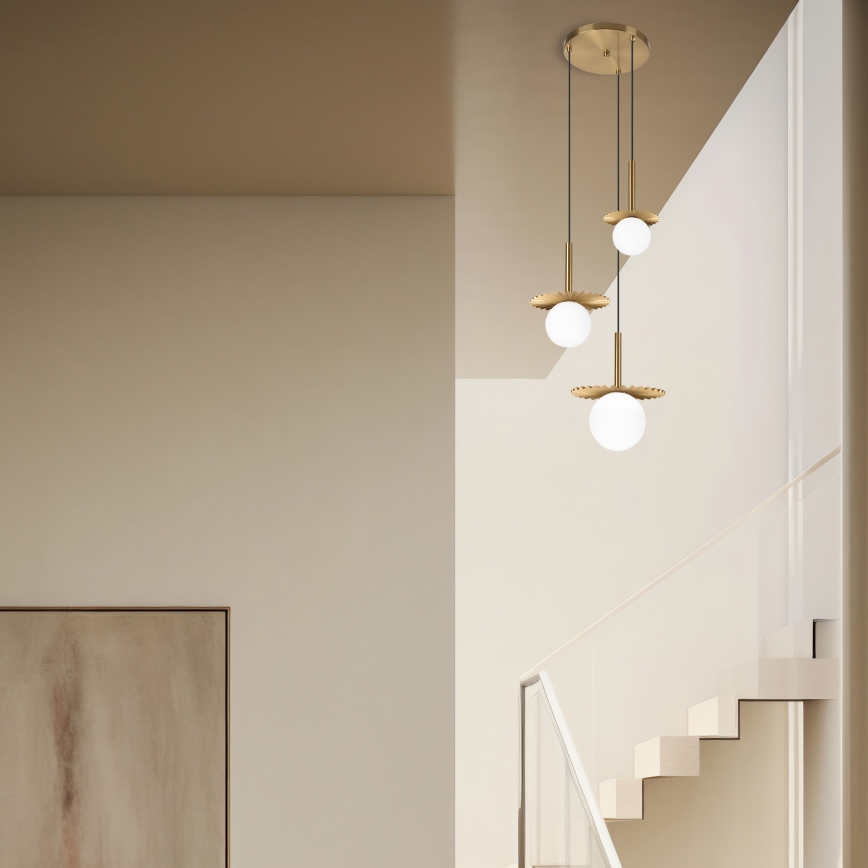 Suspension sur câble CHITA 3xG9/5W/230V dorée