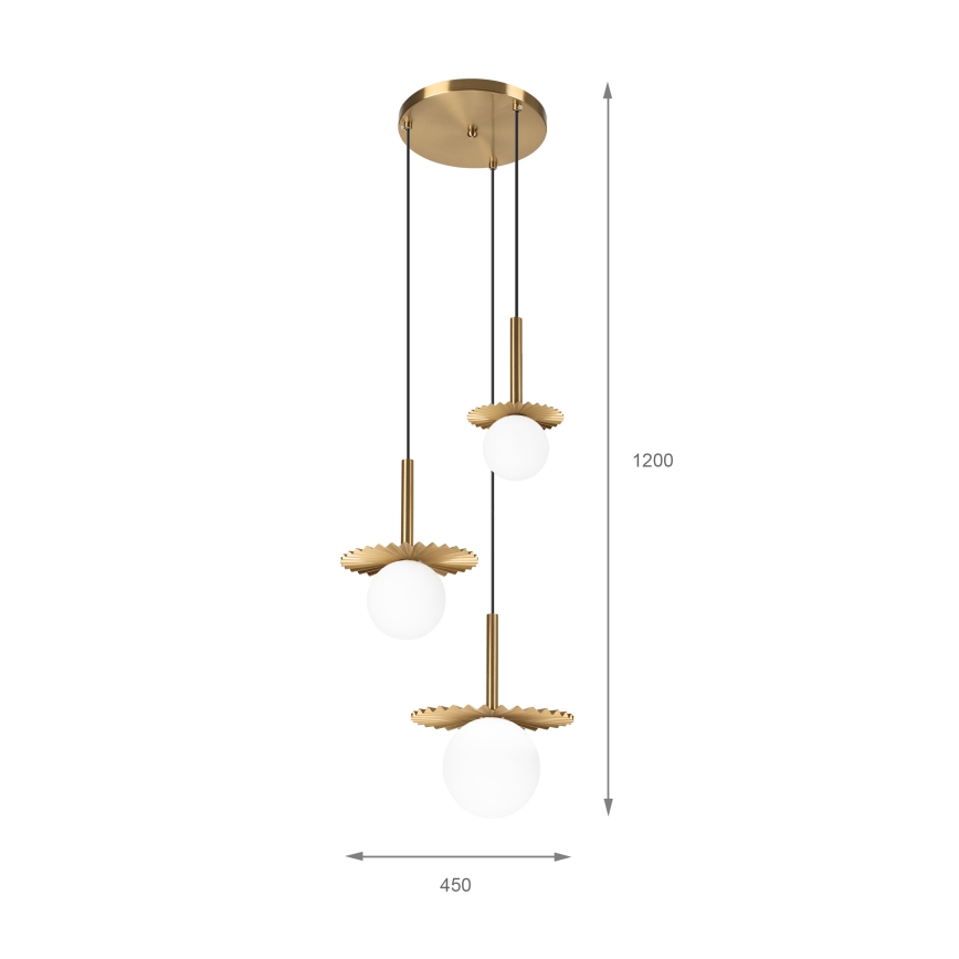 Suspension sur câble CHITA 3xG9/5W/230V dorée