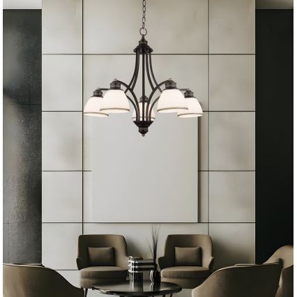 Suspension sur câble CLAIR, 5xE27/60W/230V, Ø 65 cm, finition bronze