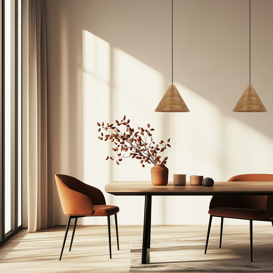 Suspension sur câble CONO 1xE27/40W/230V placage en chêne