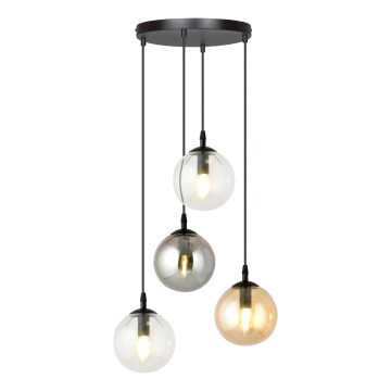 Suspension sur câble COSMO 4xE14/10W/230V Ø 40 cm noir/transparent/noir fumé/beige