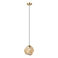 Suspension sur câble CRISTAL 1xE14/15W/230V laiton/beige fumé