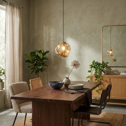 Suspension sur câble CRISTAL 1xE14/15W/230V laiton/beige fumé