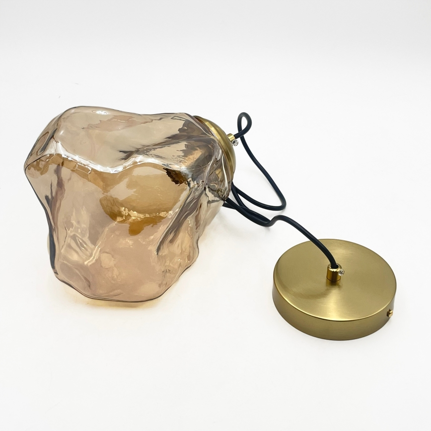 Suspension sur câble CRISTAL 1xE14/15W/230V laiton/beige fumé