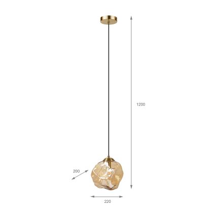 Suspension sur câble CRISTAL 1xE14/15W/230V laiton/beige fumé