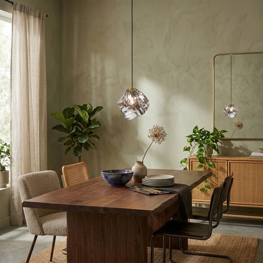 Suspension sur câble CRISTAL 1xE14/15W/230V laiton/noir fumé