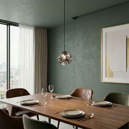 Suspension sur câble CRISTAL 1xE14/15W/230V laiton/noir fumé