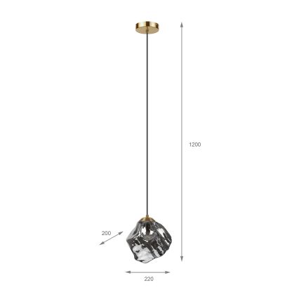 Suspension sur câble CRISTAL 1xE14/15W/230V laiton/noir fumé