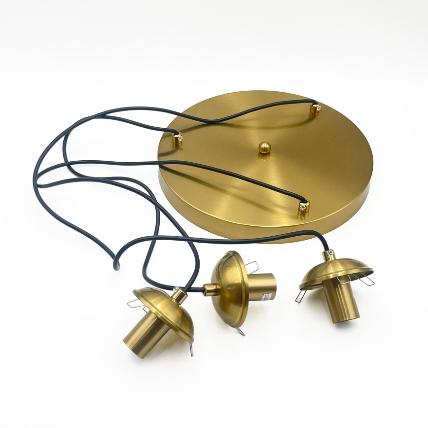 Suspension sur câble CRISTAL 3xE14/15W/230V, laiton/beige fumé