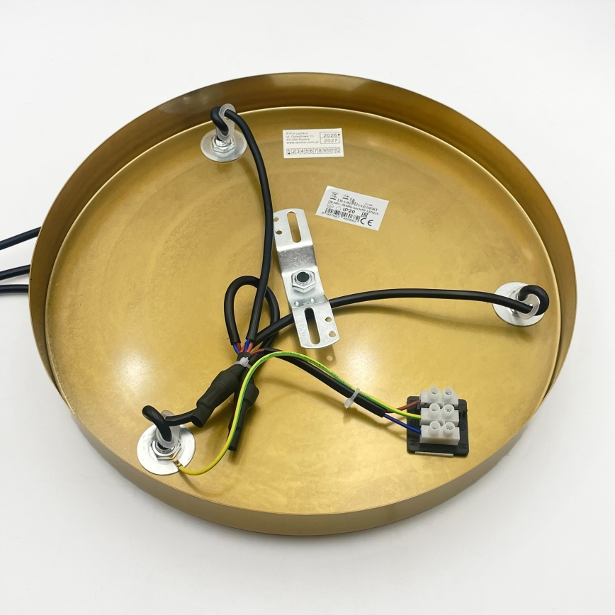 Suspension sur câble CRISTAL 3xE14/15W/230V, laiton/beige fumé