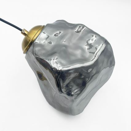 Suspension sur câble CRISTAL 3xE14/15W/230V laiton/noir fumé