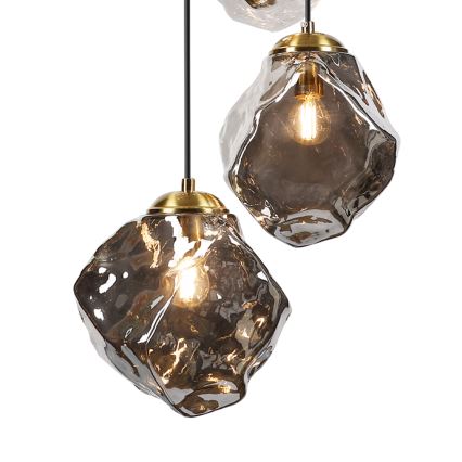 Suspension sur câble CRISTAL 5xE14/15W/230V laiton/noir fumé