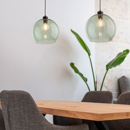 Suspension sur câble CUBUS 1xE27/15W/230V noir/vert fumé