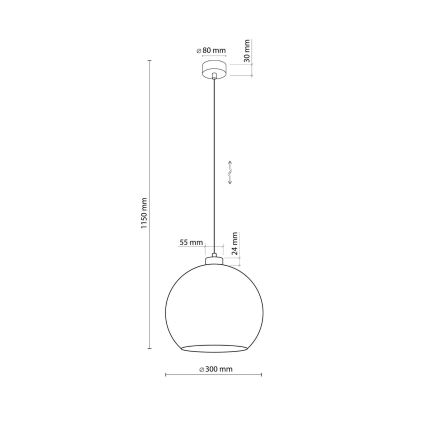 Suspension sur câble CUBUS 1xE27/15W/230V noir/vert fumé