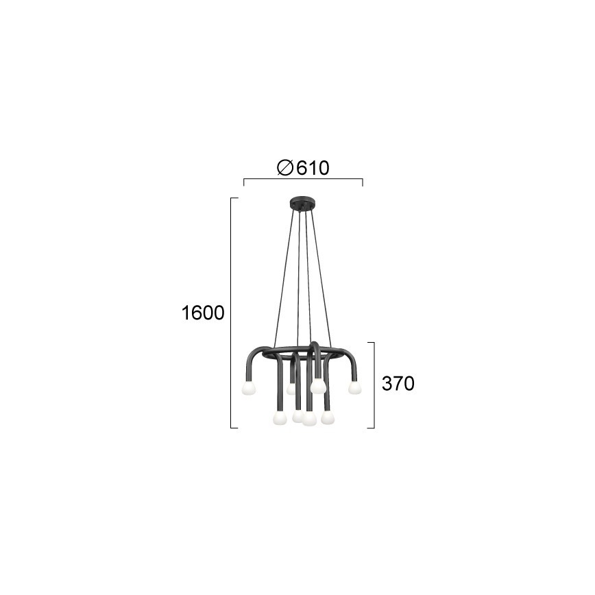 Suspension sur câble DELORI 8xG9/28W/230V noir