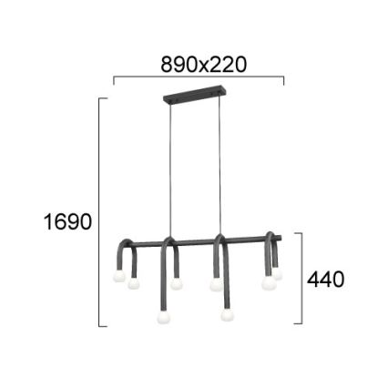 Suspension sur câble DELORI 8xG9/28W/230V, noire