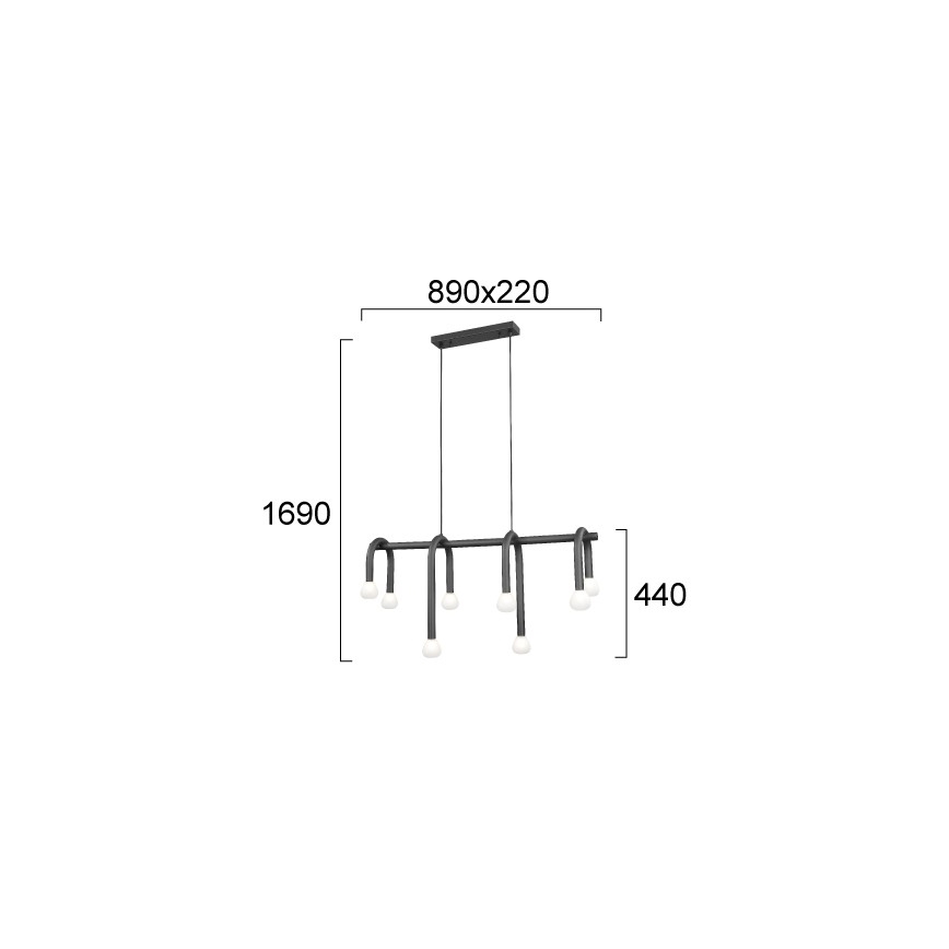 Suspension sur câble DELORI 8xG9/28W/230V, noire
