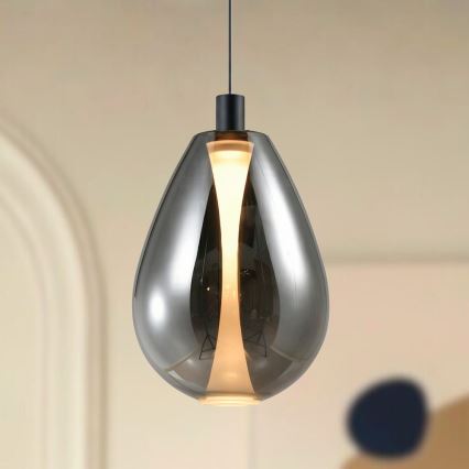 Suspension sur câble DENSO 1xGU10/10W/230V Ø 30 cm chrome noir