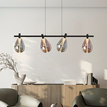 Suspension sur câble DENSO 4xG9/5W/230V chrome noir/cuivré