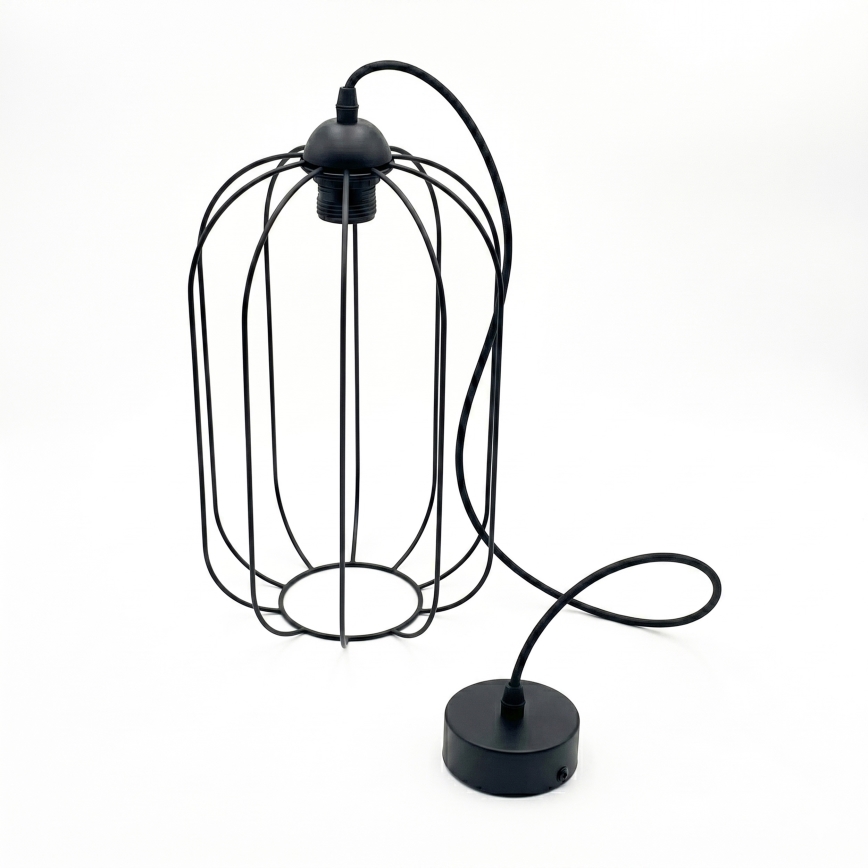 Suspension sur câble DESTELLO 1xE27/15W/230V, diam. 21 cm, noire