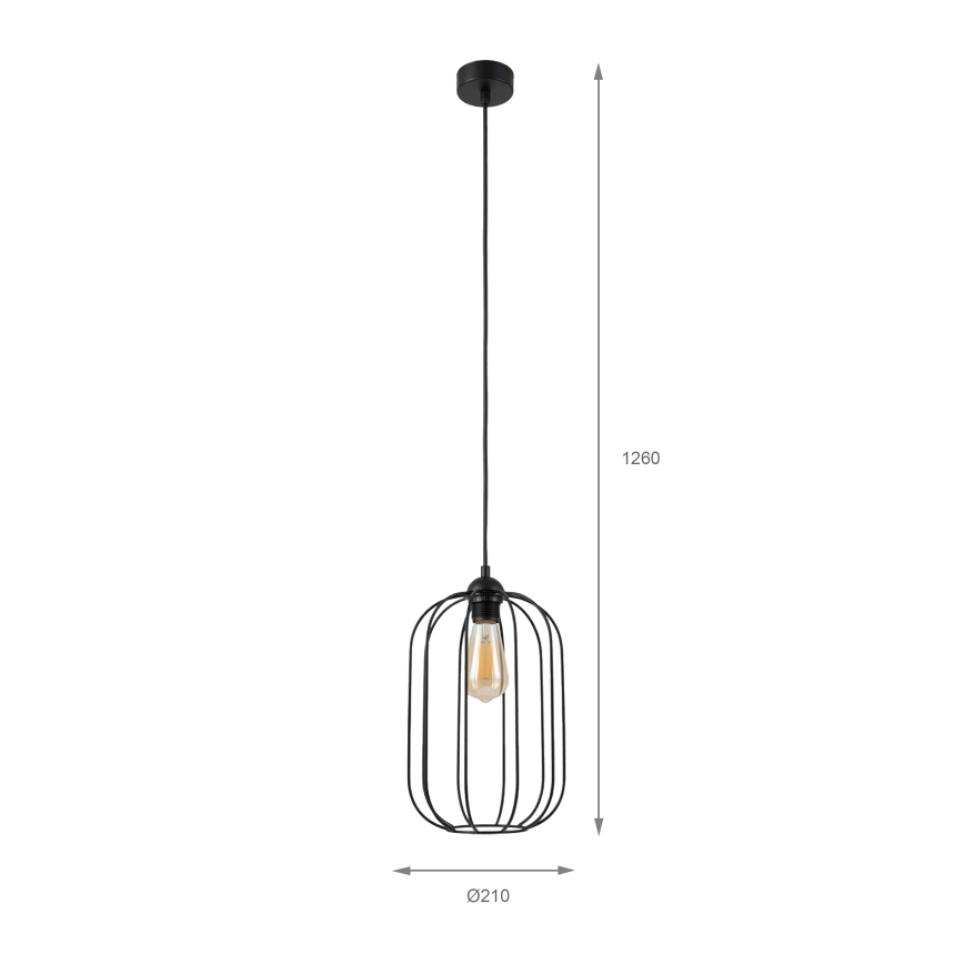 Suspension sur câble DESTELLO 1xE27/15W/230V, diam. 21 cm, noire