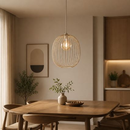 Suspension sur câble DESTELLO 1xE27/15W/230V Ø 33 cm beige